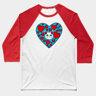 Kitty Love Hearts Baseball T-Shirt